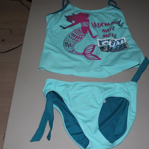 Blue & Purple 2 Pcs Justice Tankini Swimsuit Size 14 - Picture 2 of 13